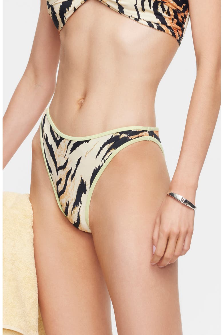 Bella Tiger Print High Cut Cheeky Bikini Briefs, Alternate, color, TIGER