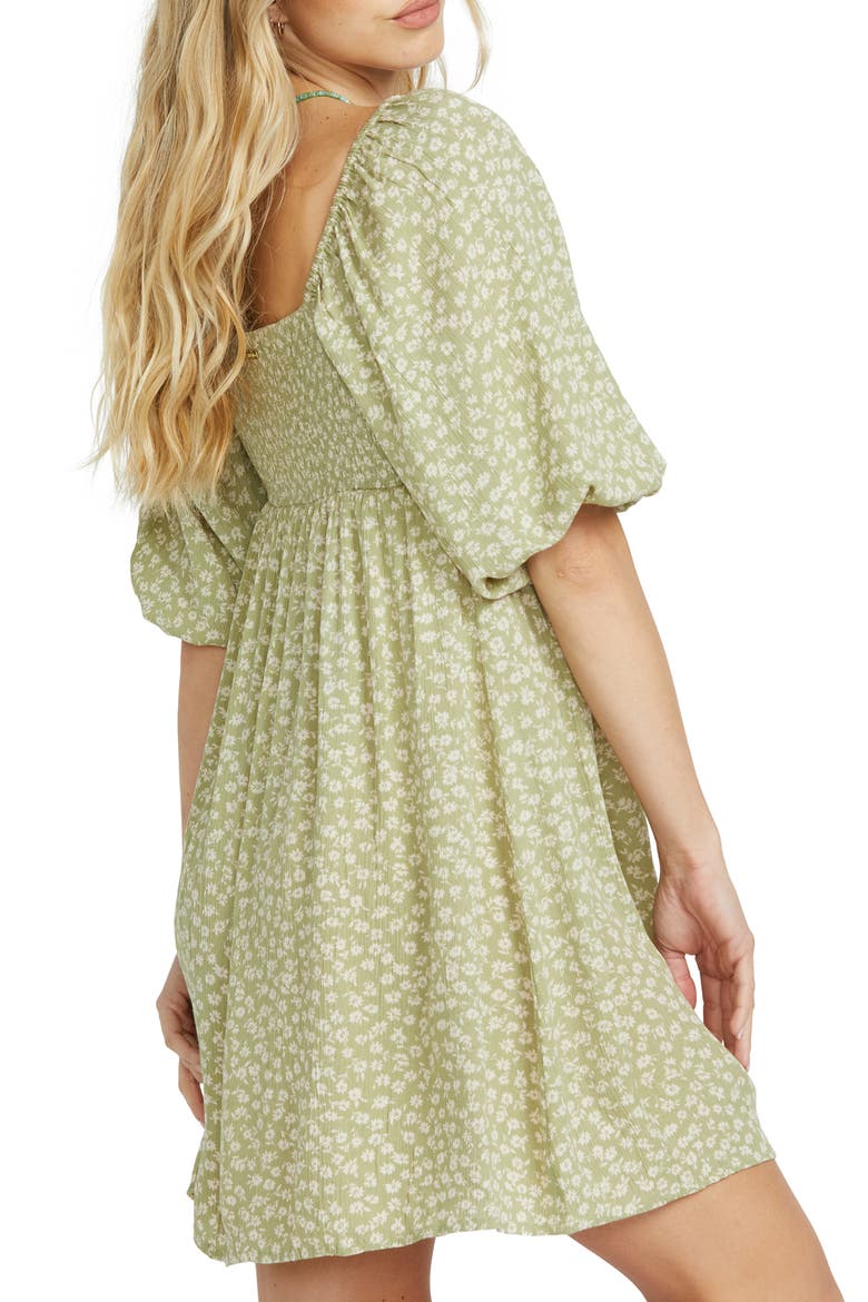 Ray of Sun Floral Puff Sleeve Dress, Alternate, color, AVOCADO