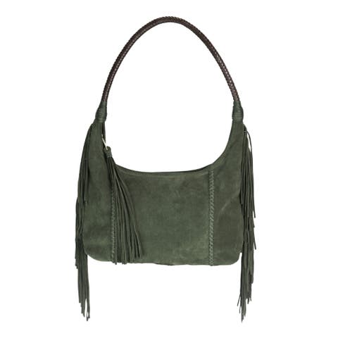 Fringe Suede Hobo Bag