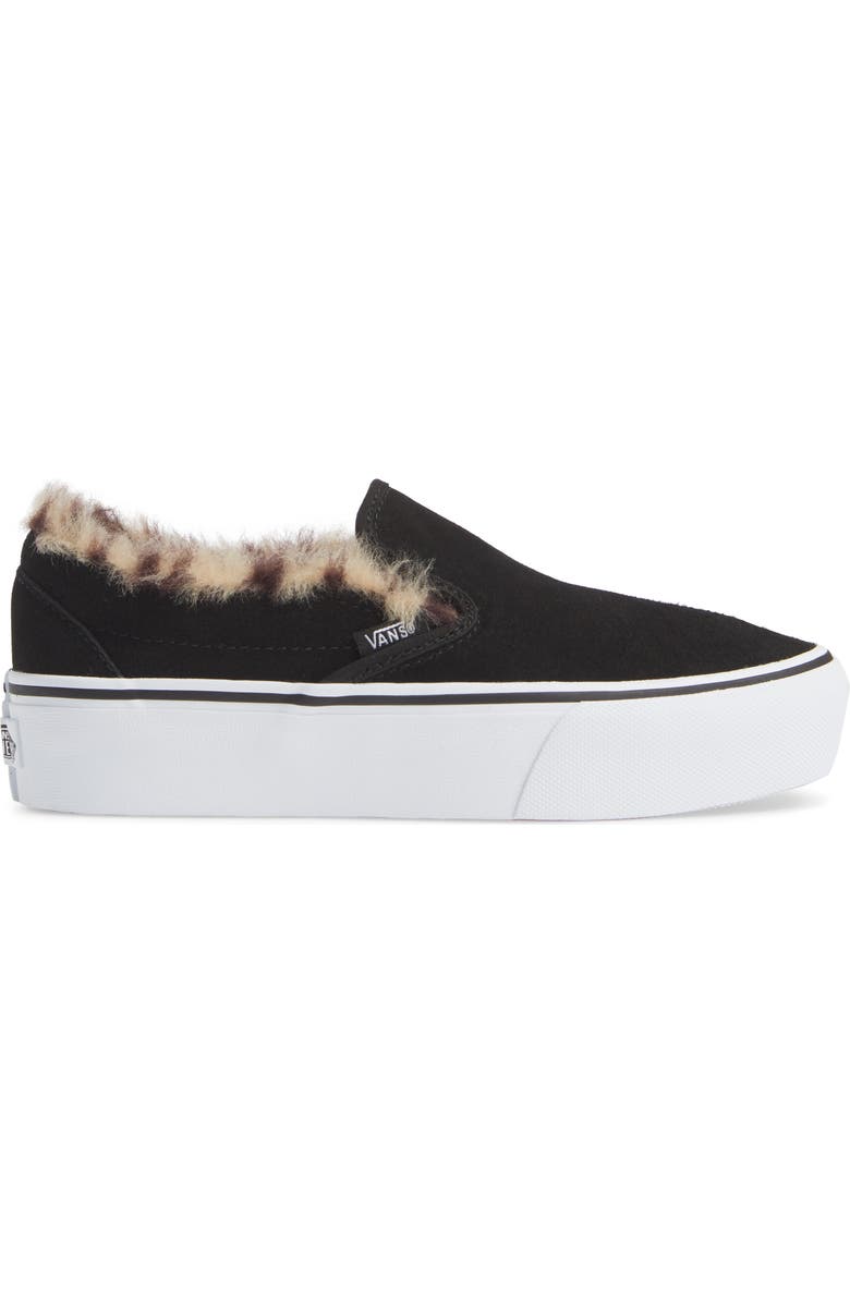 Vans Classic Faux Fur Slip-On Platform Sneaker, Alternate, color,