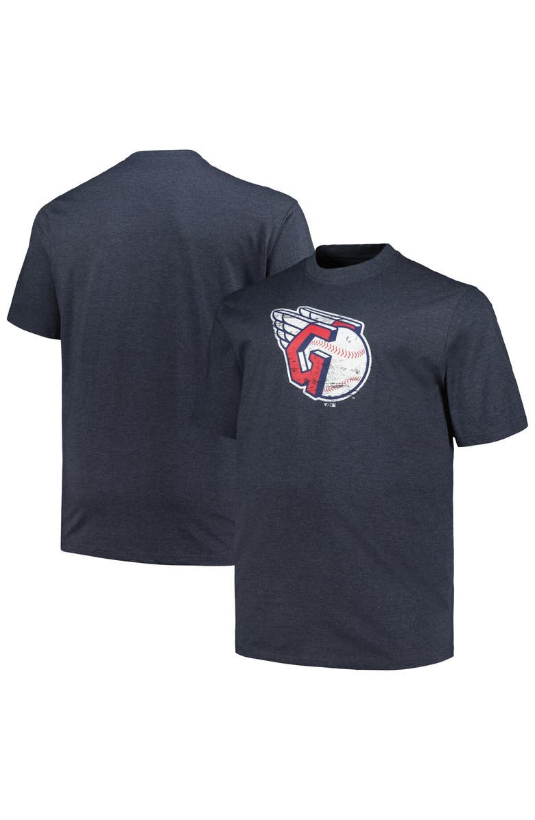 PROFILE Men's Profile Heather Navy Cleveland Guardians Big & Tall Weathered Logo T-Shirt, Alternate, color, Heather Navy