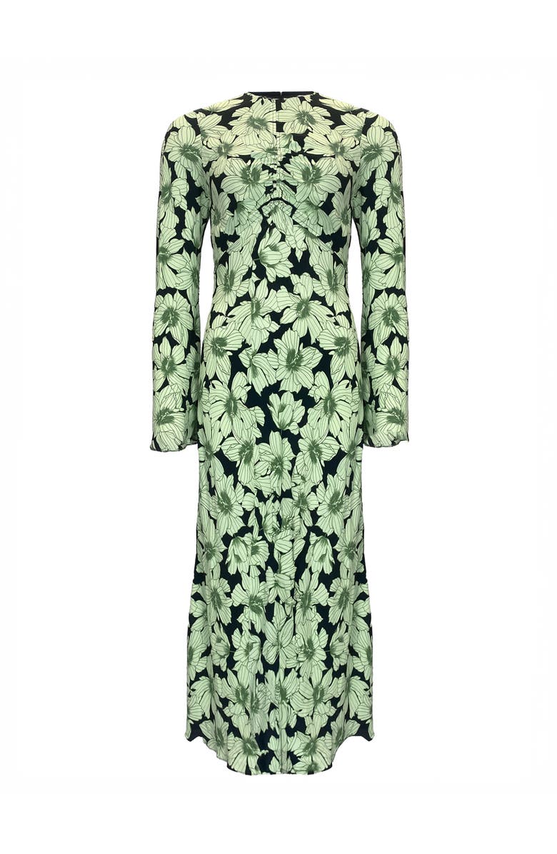 Ro&Zo Floral Flute Sleeve Dress, Alternate, color, Green