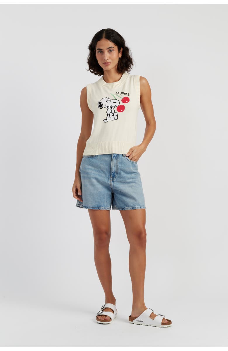 Chinti & Parker Cotton Snoopy Cherry Tank, Main, color, Cream