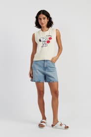 Chinti & Parker Cotton Snoopy Cherry Tank
