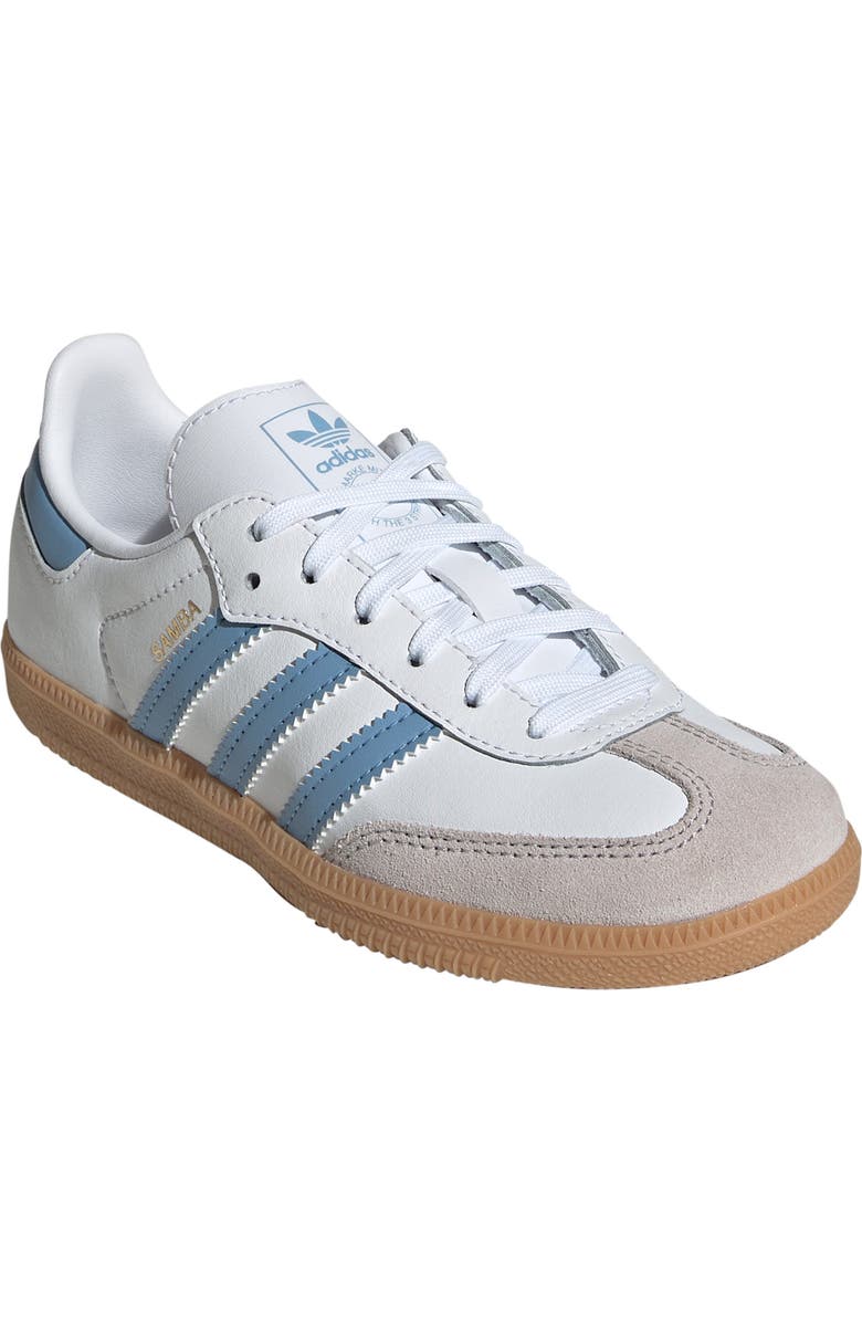 adidas Kids' Samba Sneaker, Main, color, White/ Ash Blue/ Gum