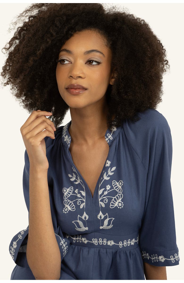 Super Natural by Secret Mission Roam Dress, Alternate, color, Blue With Off-White Embroidery