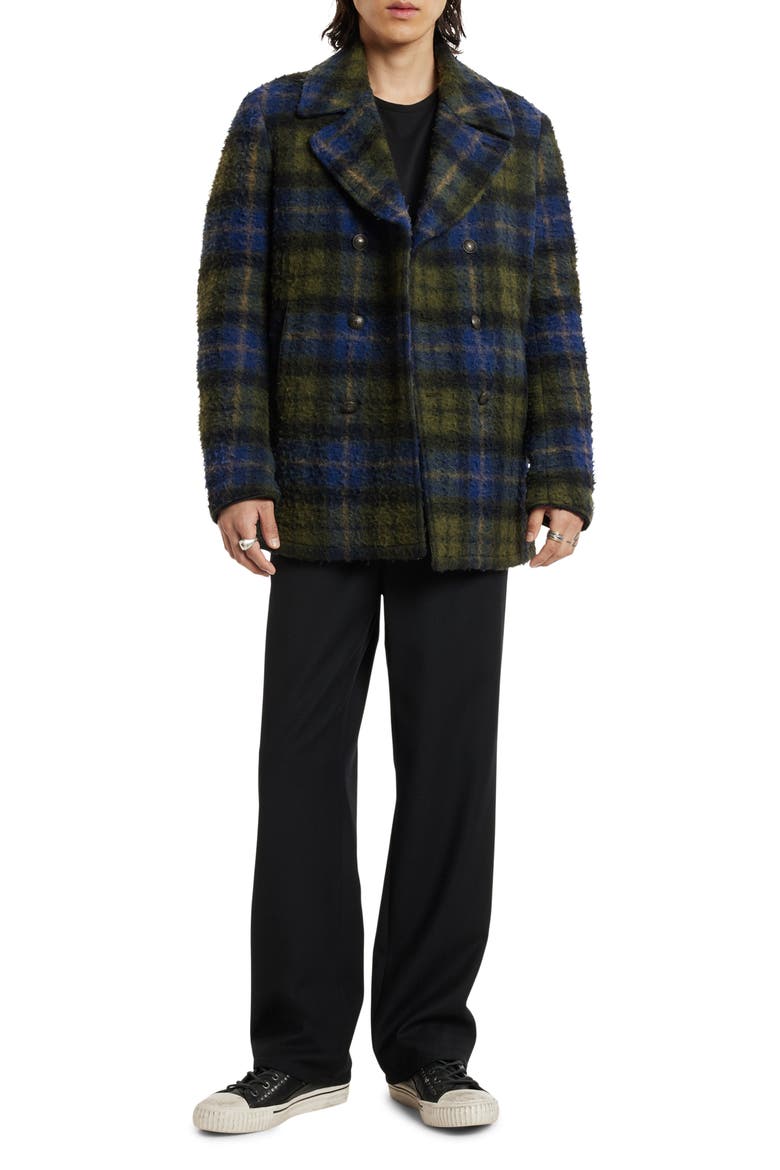 Carlos Plaid Wool Blend Peacoat, Alternate, color, FERN