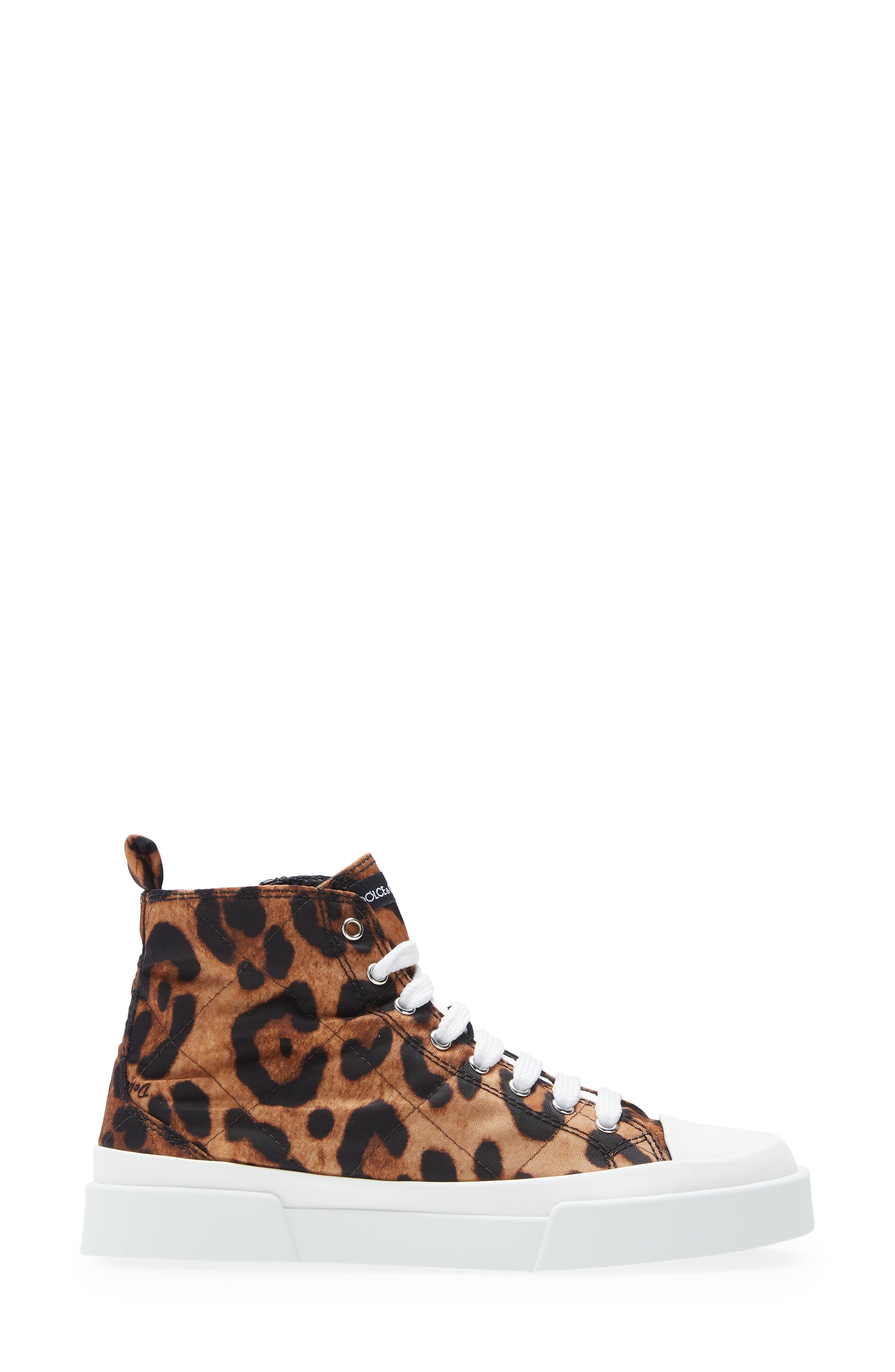 Dolce&Gabbana Portofino Leopard Print High Top Sneaker, Alternate, color, 