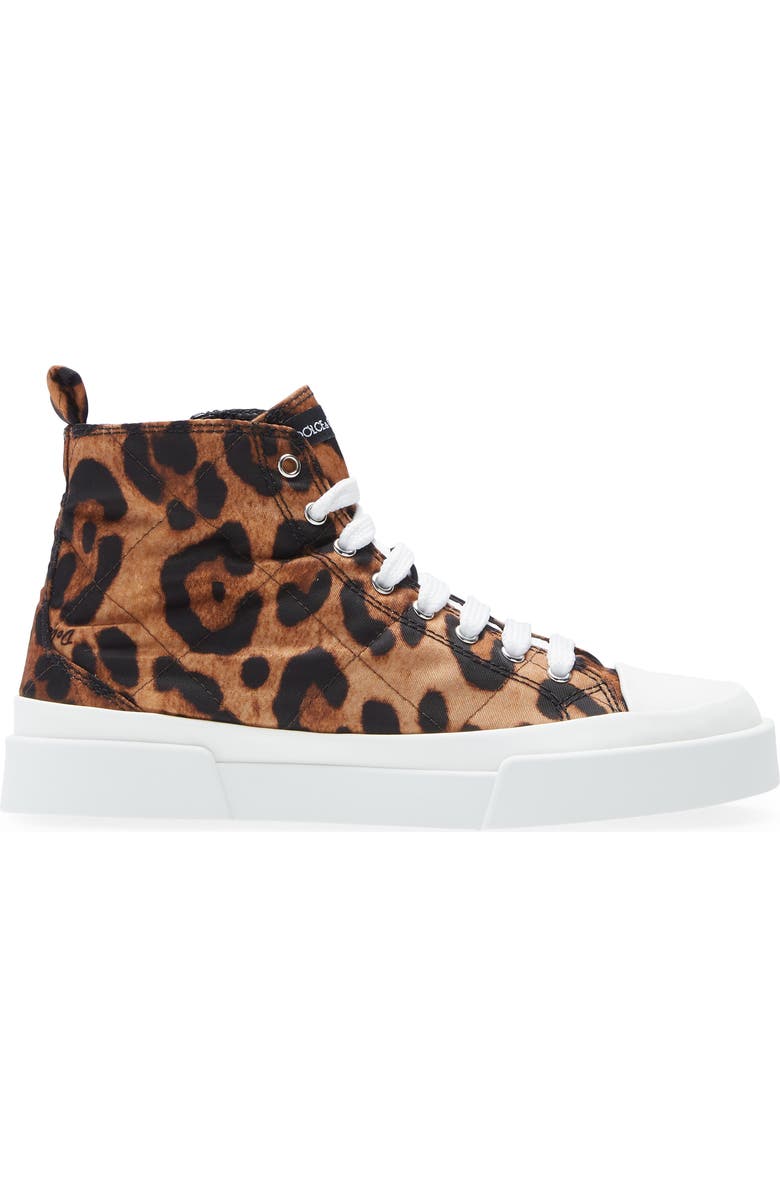 Dolce&Gabbana Portofino Leopard Print High Top Sneaker, Alternate, color,