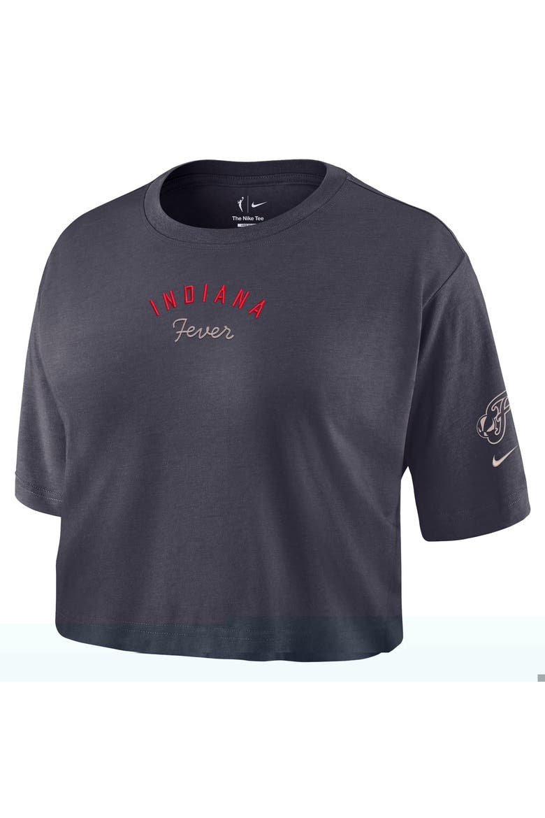 Women's Nike  Charcoal Indiana Fever Studio Cropped T-Shirt, Alternate, color, Charcoal