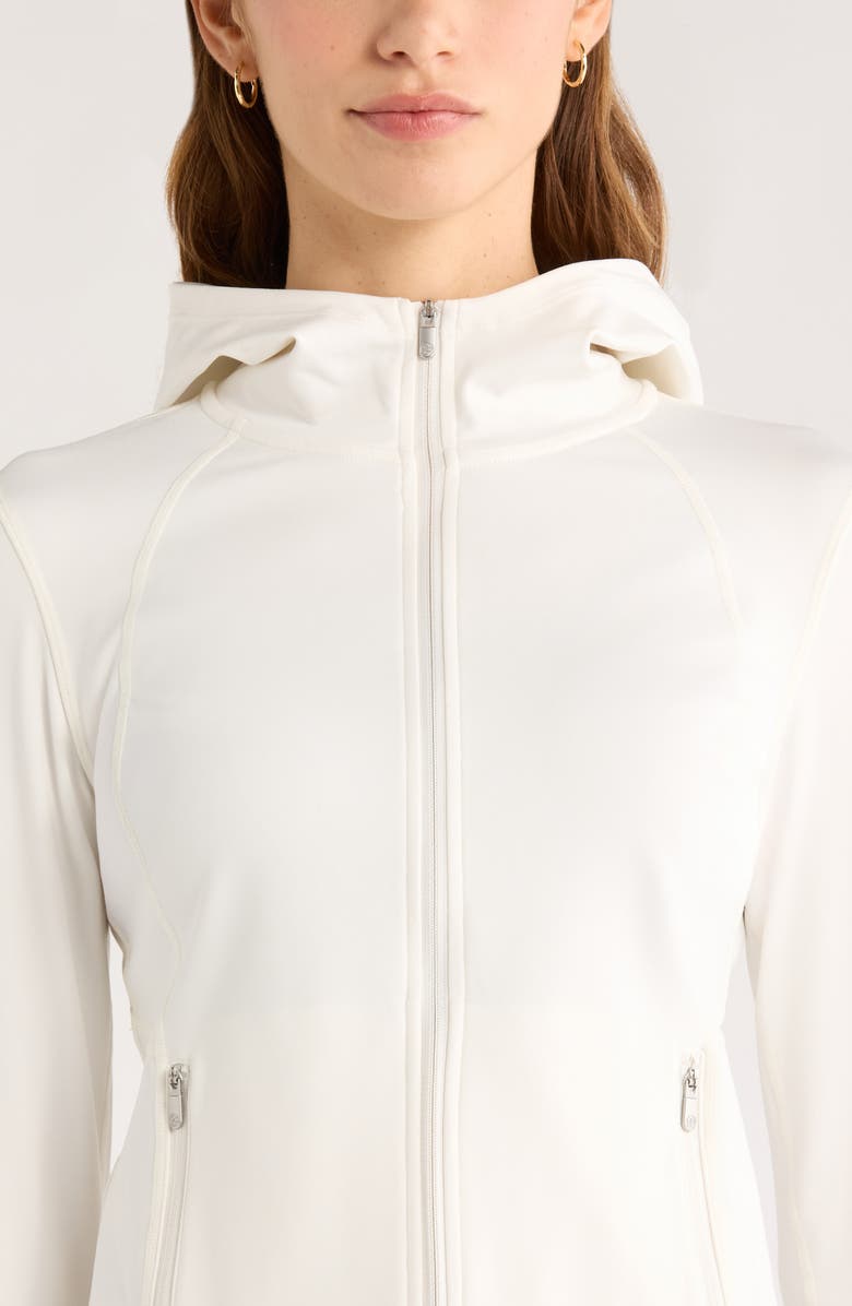 Zella Cozy Tech Zip Hooded Jacket, Alternate, color, Ivory Egret