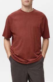 MANGO Relaxed Fit Cotton & Linen Raglan T-Shirt