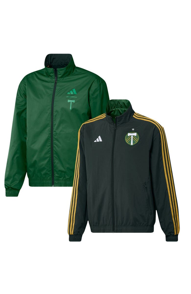 adidas Men's adidas Green Portland Timbers 2023 On-Field Anthem Full-Zip Reversible Team Jacket, Main, color, Green