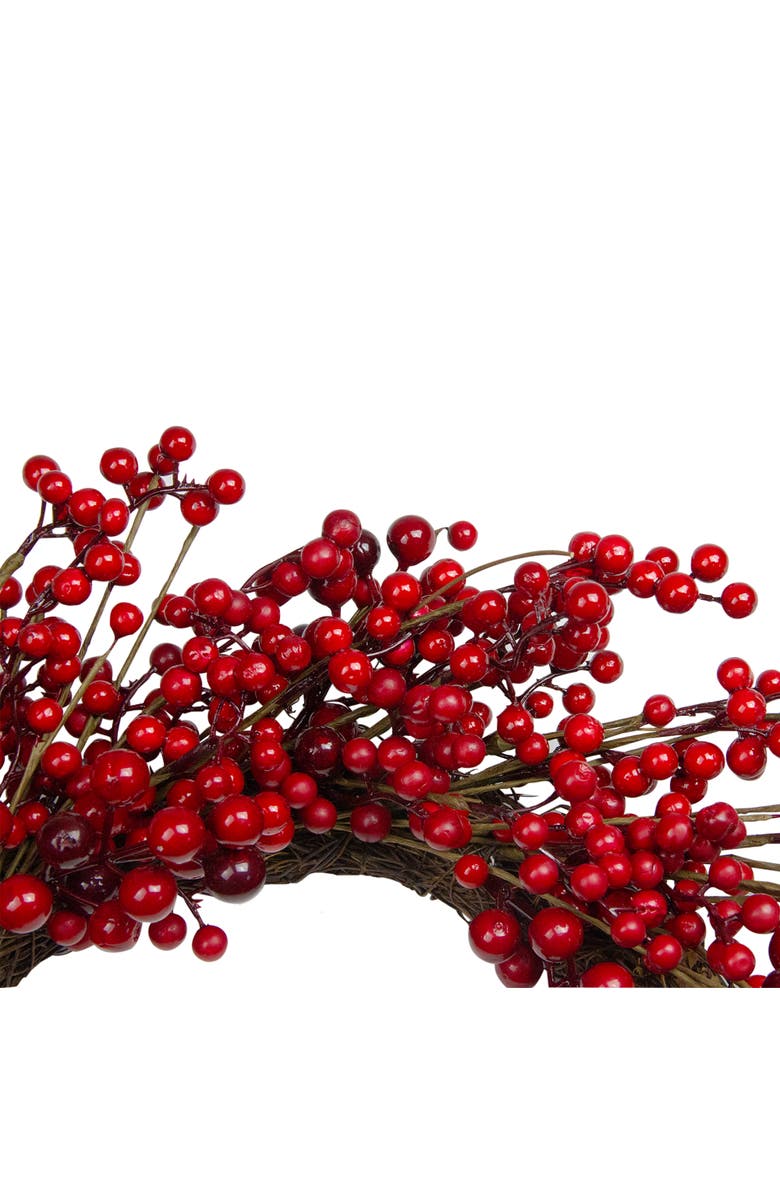 Northlight Artificial Berry Christmas Twig Wreath - 20" - Unlit, Alternate, color, Red