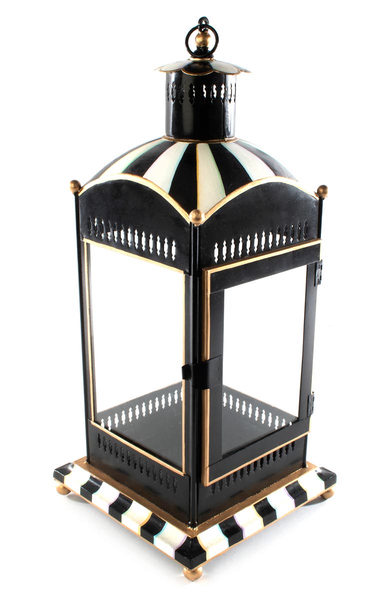 MACKENZIE CHILDS Courtly Stripe Candle Lantern, Main, color, Black/ White