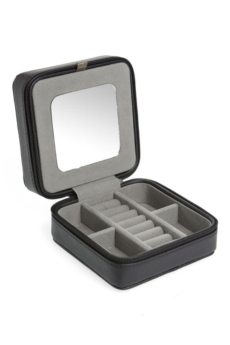 Initial Square Jewelry Box, Alternate, color, B- BLACK- GOLD