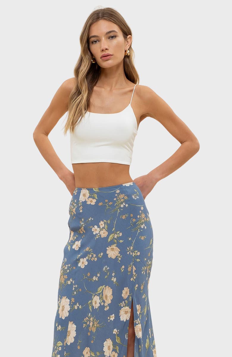Blu Pepper Floral Maxi Skirt, Alternate, color, Dusty Blue Multi
