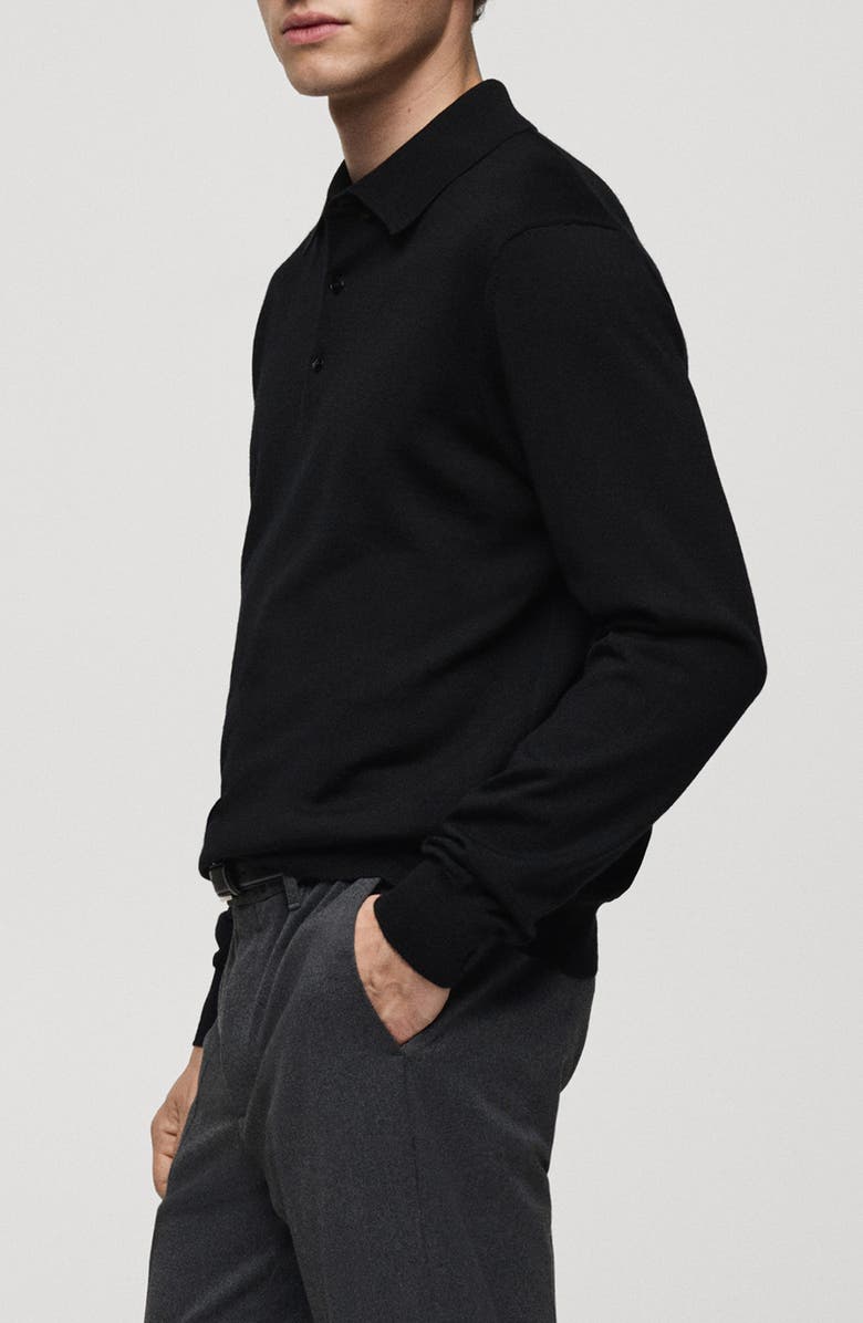 MANGO Long Sleeve Wool Polo Sweater, Alternate, color,