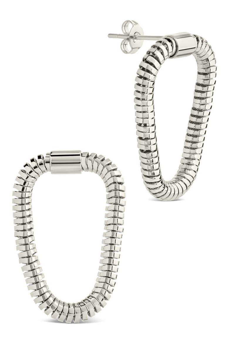 Chunky Snake Chain Front Ring Drop Earrings, Main, color, SILVER