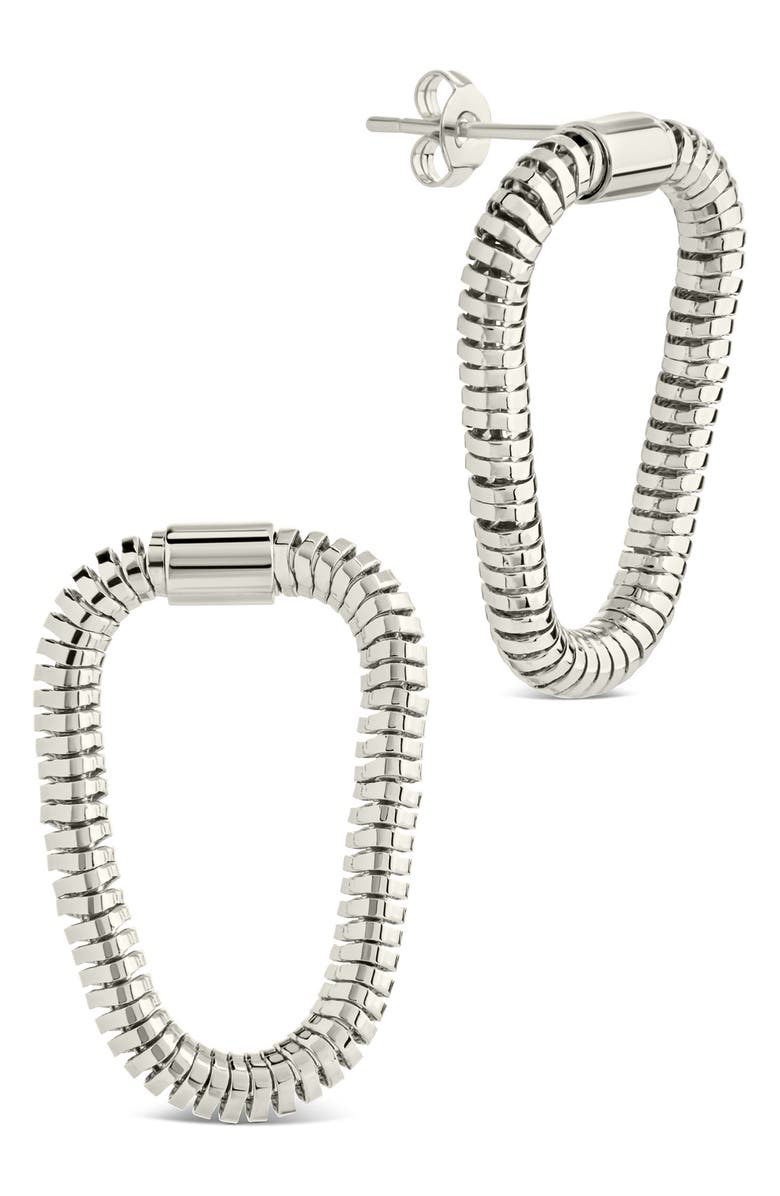 Sterling Forever Chunky Snake Chain Front Ring Drop Earrings, Main, color, Silver
