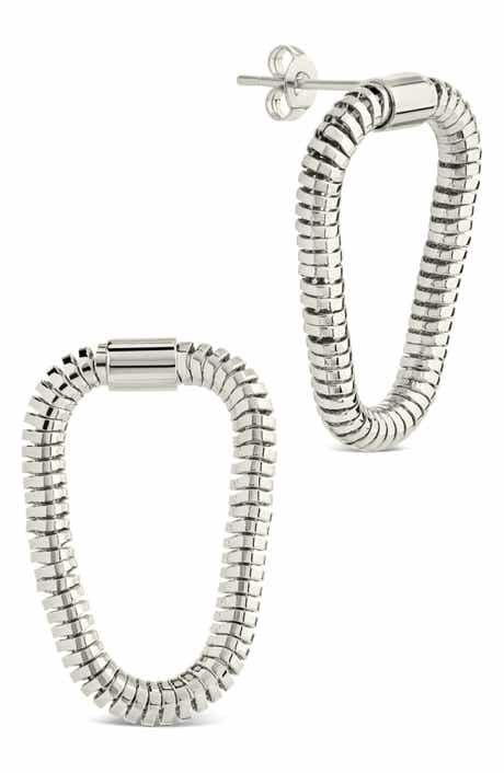Sterling Forever Chunky Snake Chain Front Ring Drop Earrings