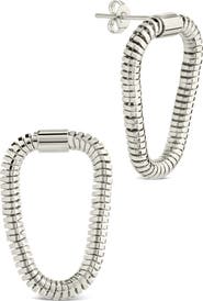 Sterling Forever Chunky Snake Chain Front Ring Drop Earrings