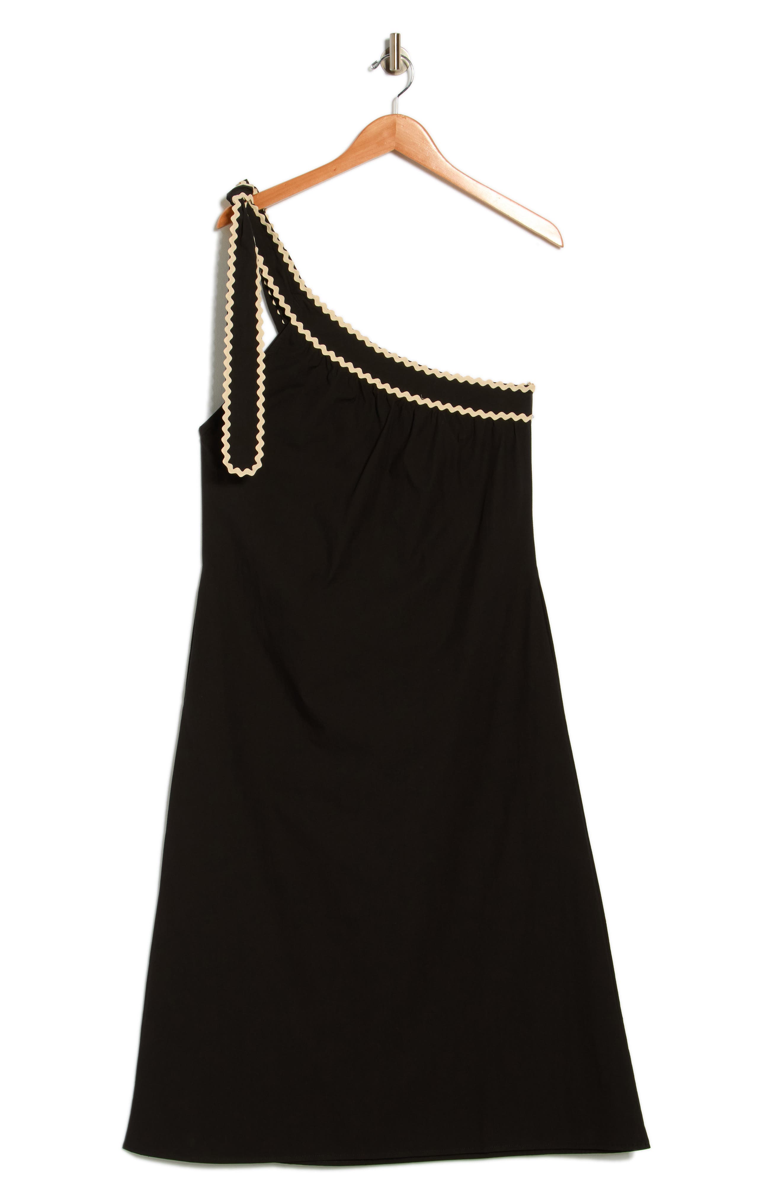 Petal & Pup Brynlee Rickrack Trim One-Shoulder Cotton Midi Dress