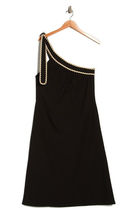 Brynlee Rickrack Trim One-Shoulder Cotton Midi Dress