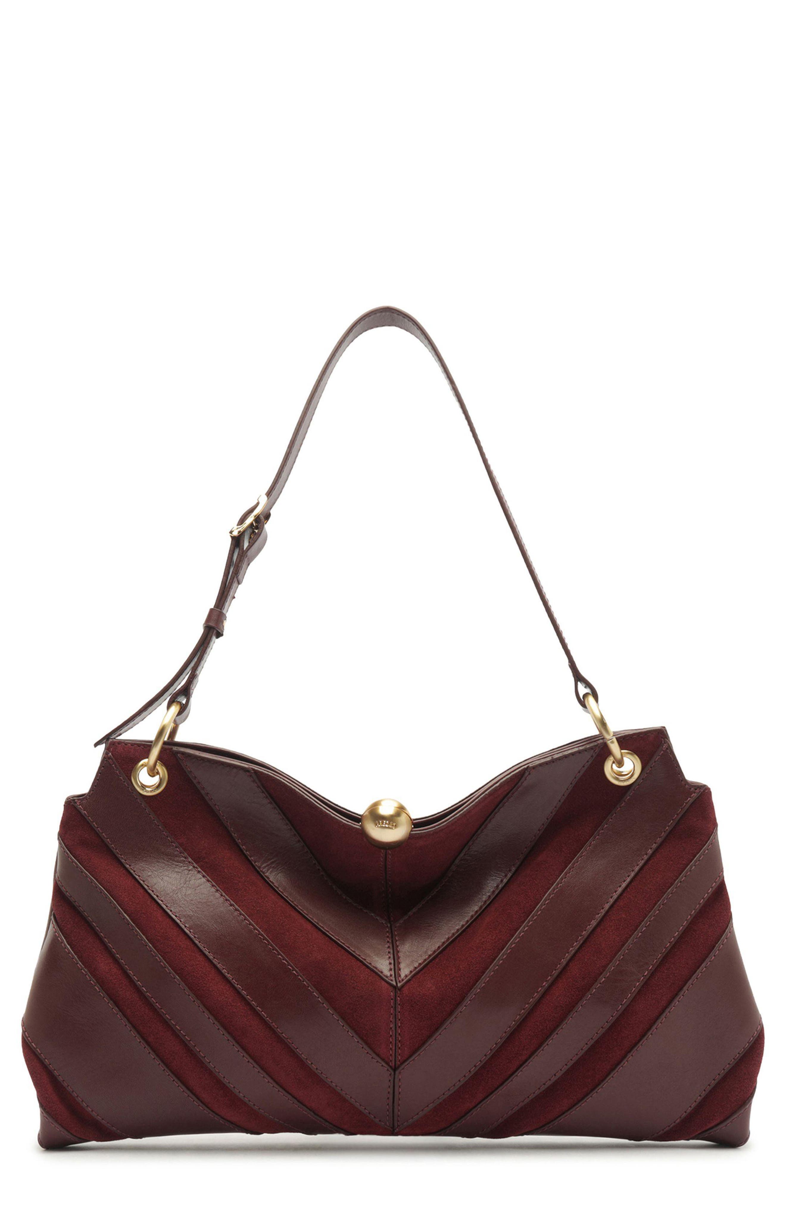 Aurora Medium Leather Shoulder Bag, Main, color, FRESH RUBY