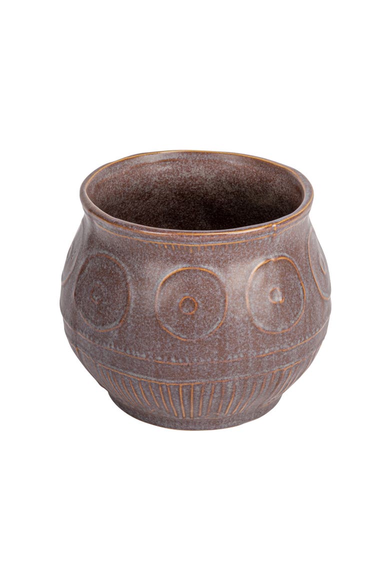 Debossed Stoneware Planter with Pattern and Reactive Glaze, Main, color, Purple