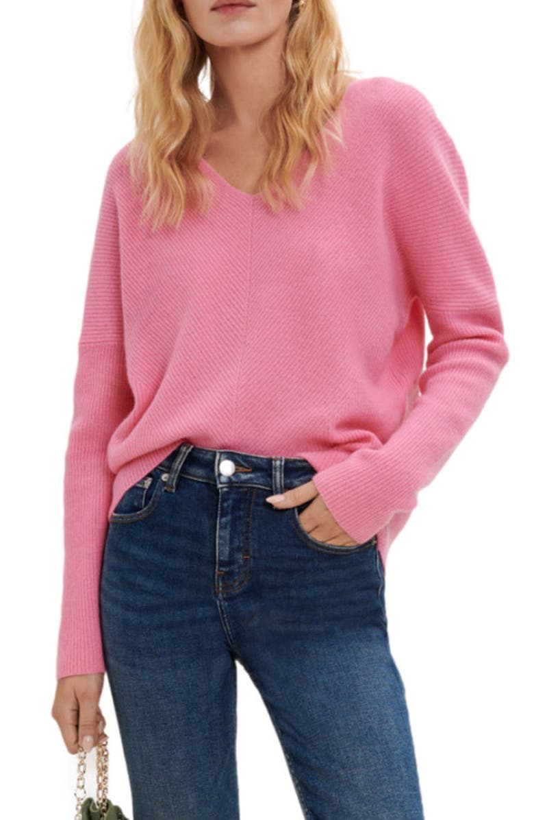 maje Madina Ribbed Cashmere Sweater, Main, color, Rose
