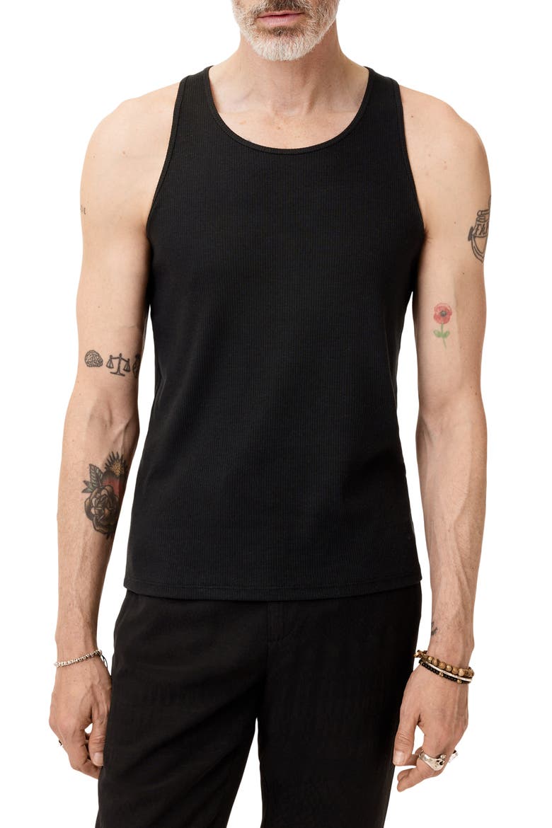 Olin Rib Cotton & Lyocell Blend Tank, Main, color, BLACK