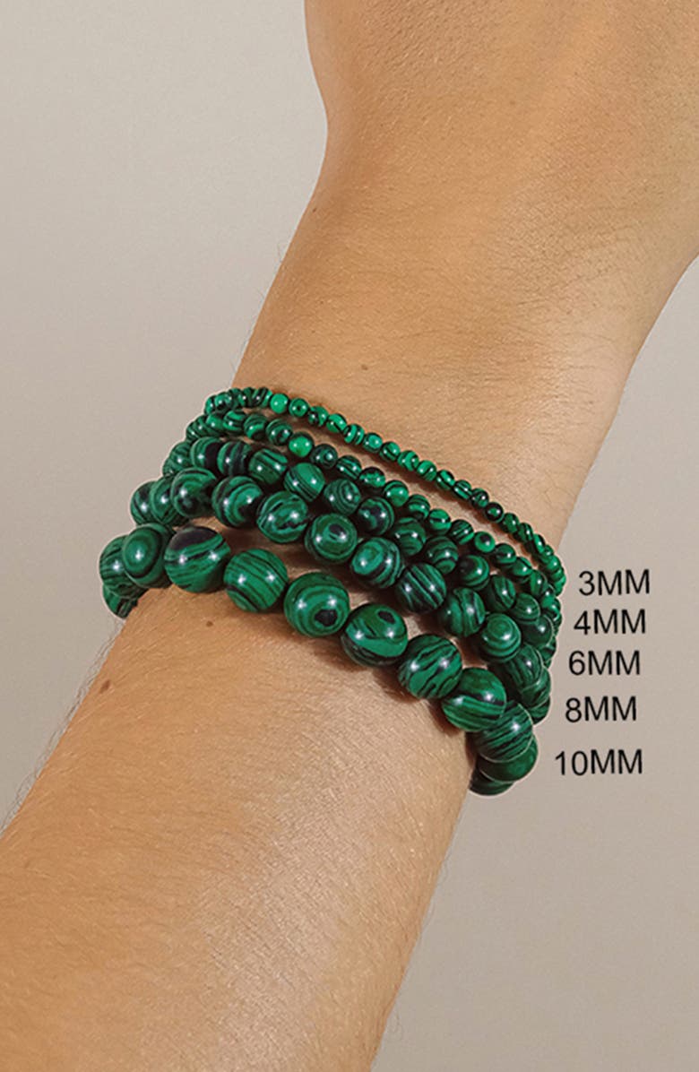 Sterling Forever Malachite Beaded Stretch Bracelet, Alternate, color,