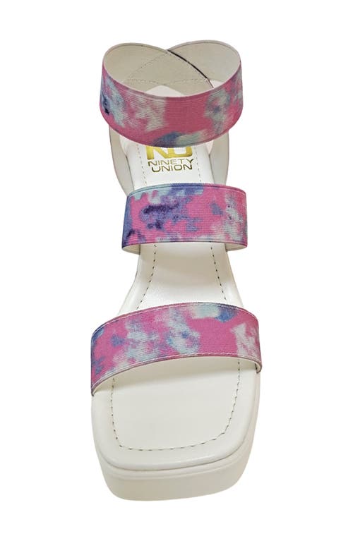 Ninety Union Paige Elastic Strap Wedge Sandal In White Multi