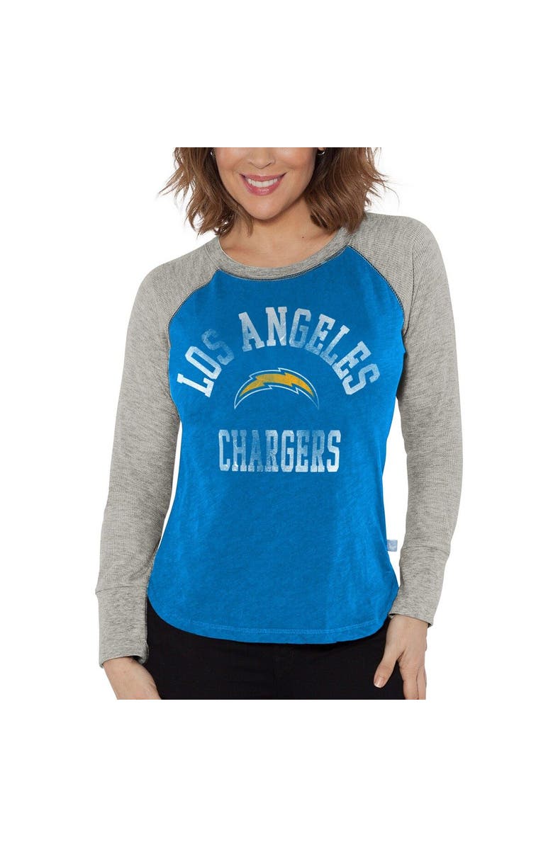 G-III 4HER BY CARL BANKS Women's G-III 4Her by Carl Banks Powder Blue/Heather Gray Los Angeles Chargers Waffle Knit Raglan Long Sleeve T-Shirt, Main, color, Powder Blue