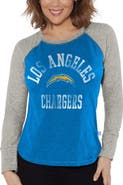 G-III 4HER BY CARL BANKS Women's G-III 4Her by Carl Banks Powder Blue/Heather Gray Los Angeles Chargers Waffle Knit Raglan Long Sleeve T-Shirt