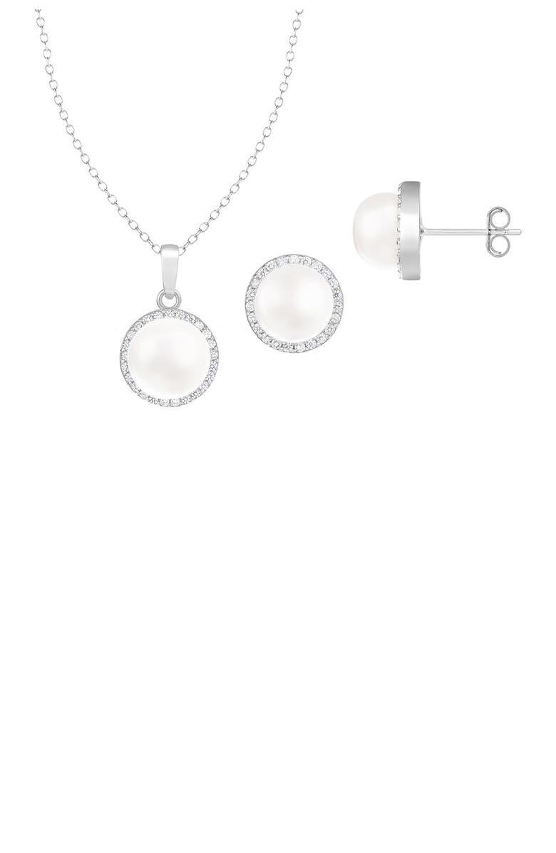 SPLENDID PEARLS CZ 7-9mm Cultured Freshwater Halo Pearl Set, Alternate, color,