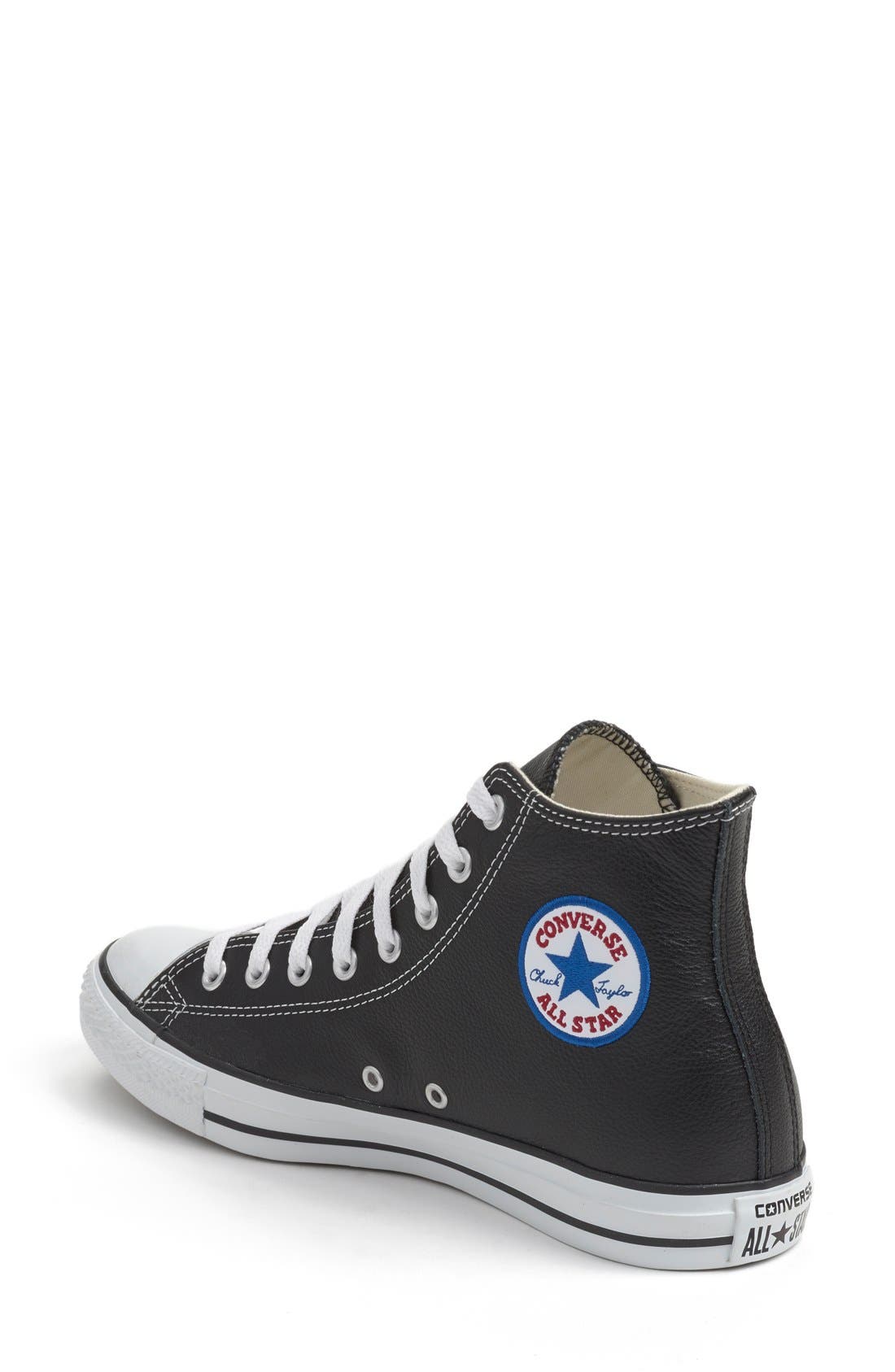 Chuck Taylor® All Star® Leather High Top Sneaker, Alternate, color, BLACK