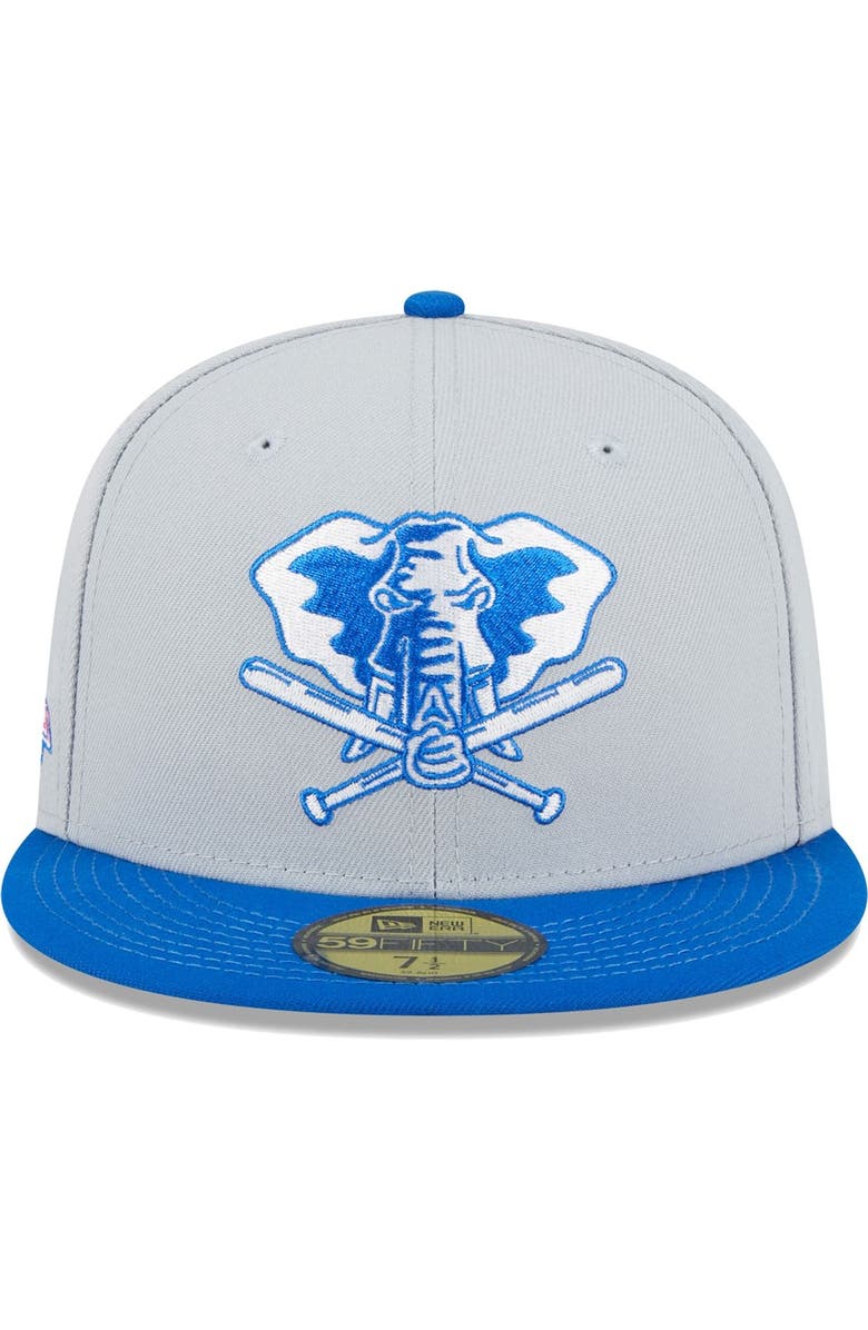 New Era Men's New Era Gray/Blue Oakland Athletics Dolphin 59FIFTY Fitted Hat, Alternate, color,