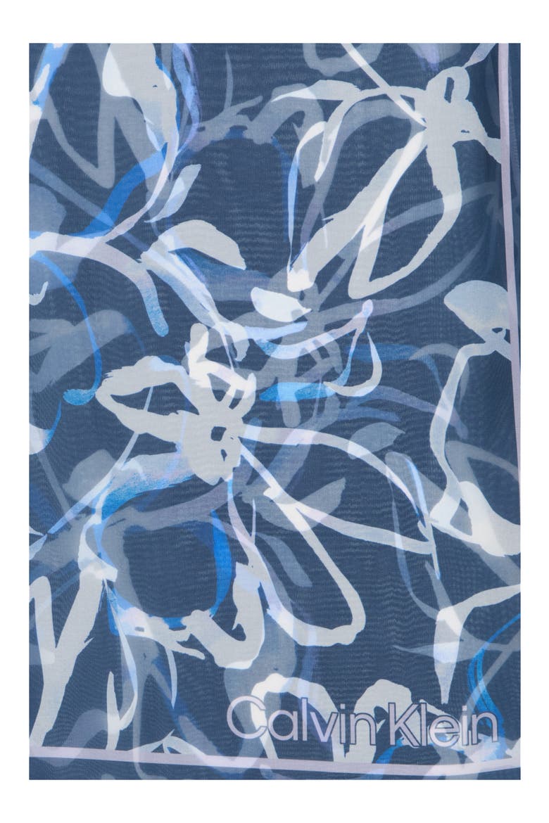 Floral Chiffon Scarf, Alternate, color, INDIGO