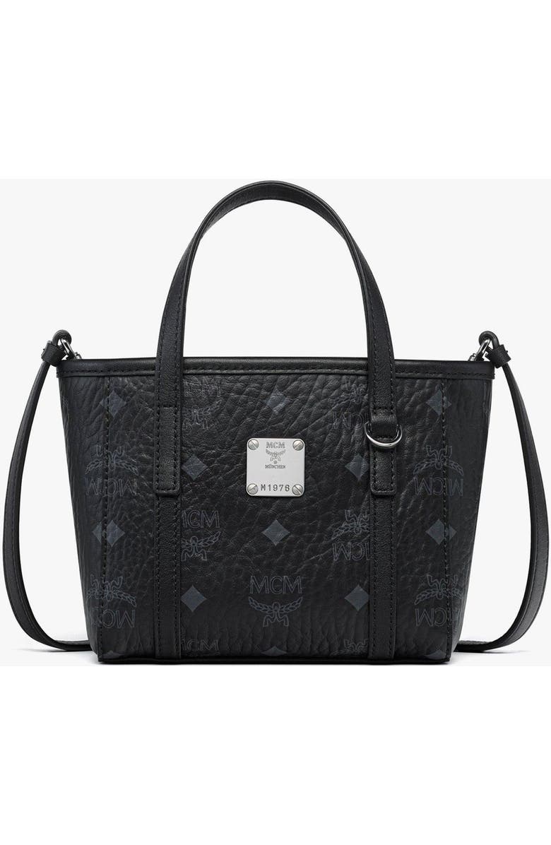 MCM X-Mini Toni Top-Zip Shopper in Visetos, Main, color, Black