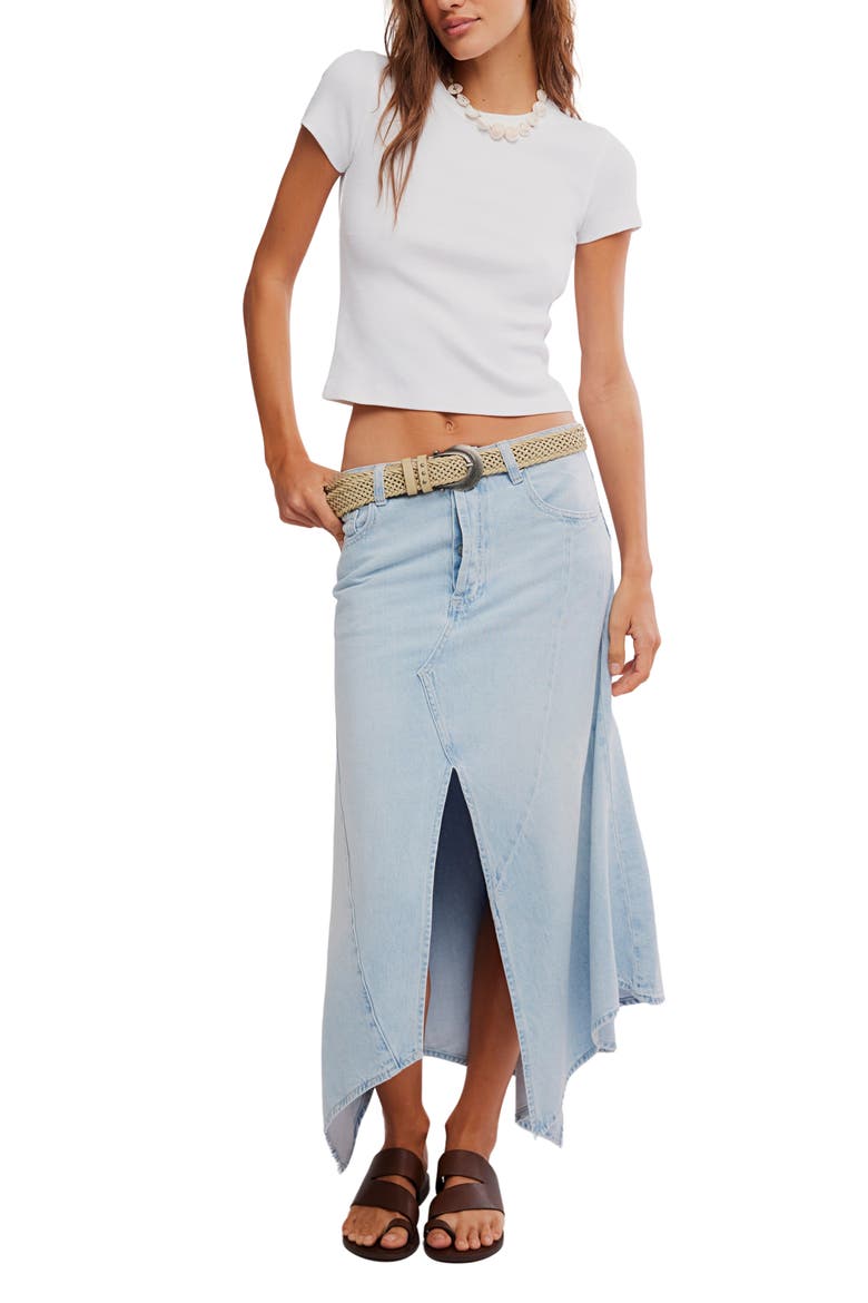 Aquarius Handkerchief Denim Skirt, Alternate, color, FROSTWIRE