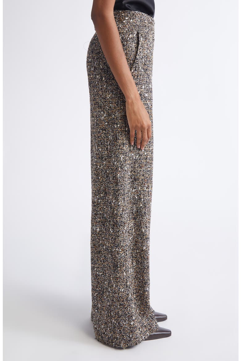 High Waist Bouclé Tweed Wide Leg Pants, Alternate, color, BLEM BLACK ECRU MULTI