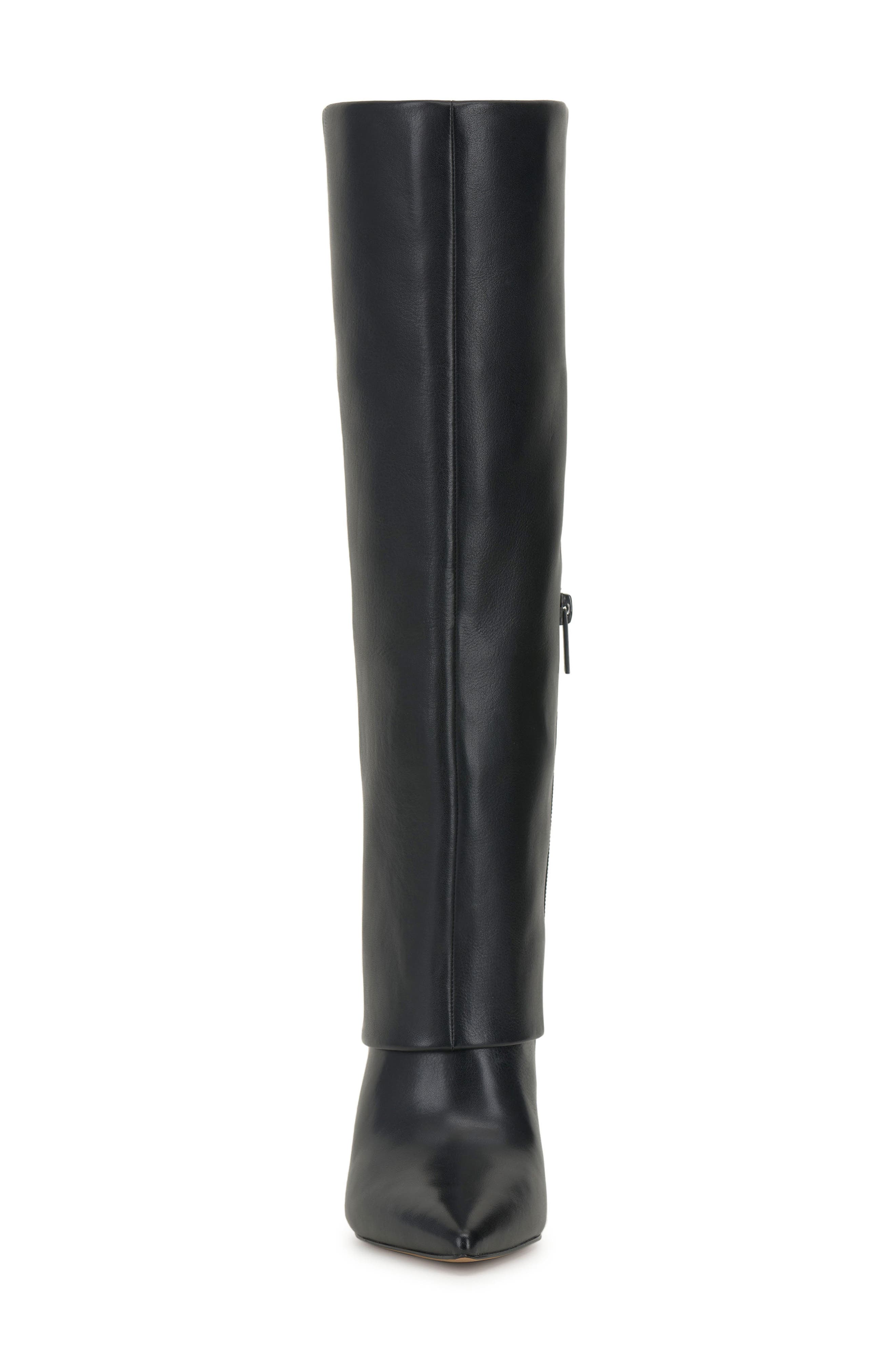 Kammitie Foldover Pointed Toe Knee High Boot, Alternate, color, BLACK