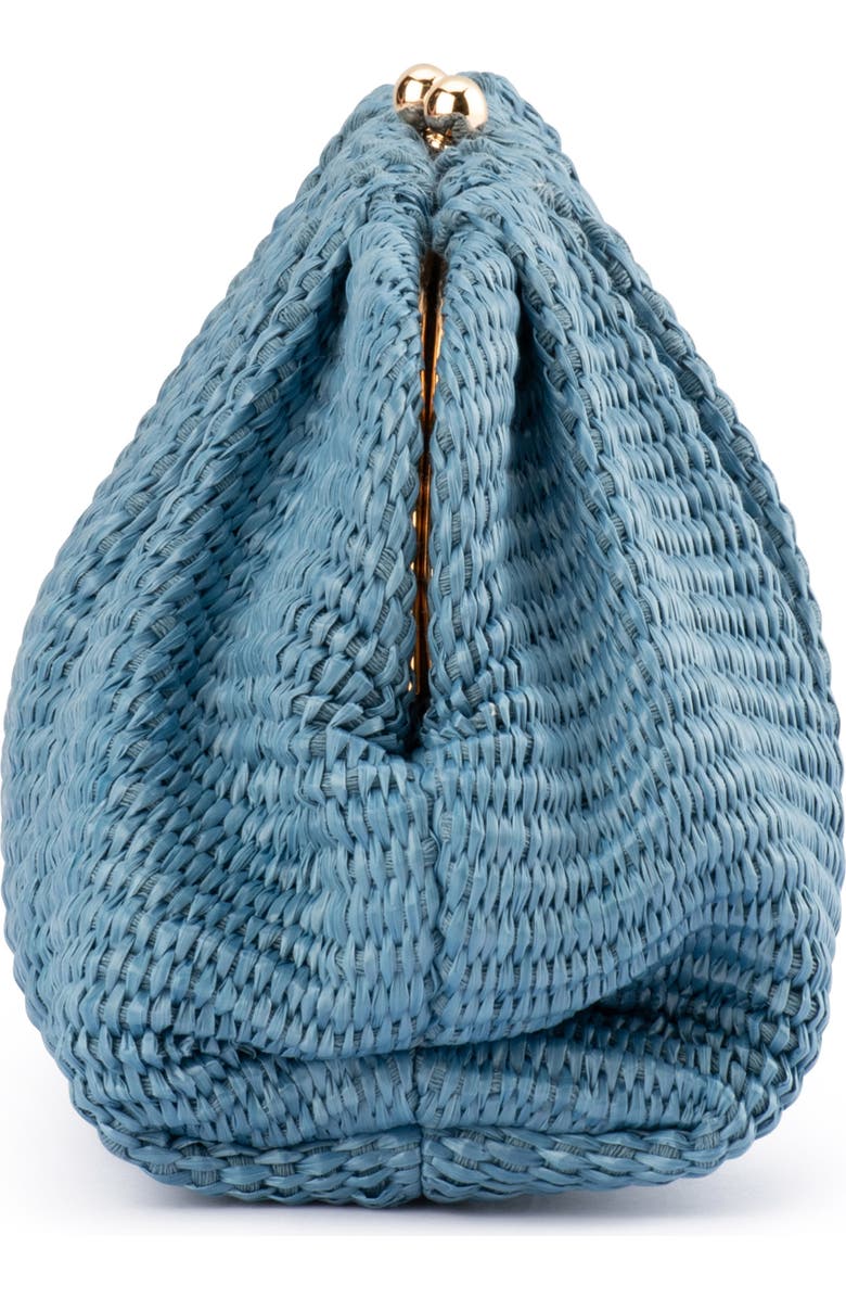 Olga Berg Queenie Woven Gathered Frame Clutch, Alternate, color, Blue