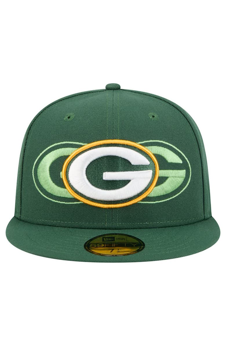 New Era Men
s New Era Green Green Bay Packers Tri-Hit 59FIFTY Fitted Hat, Alternate, color, Green