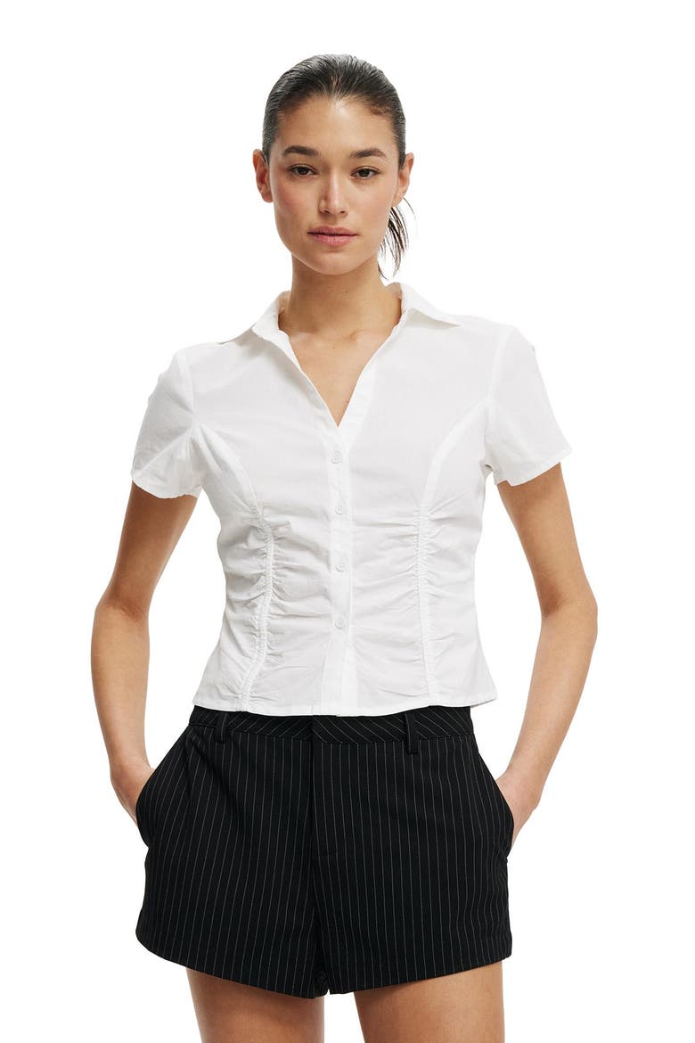 Women's Maya Rouched Shirt, Main, color, White
