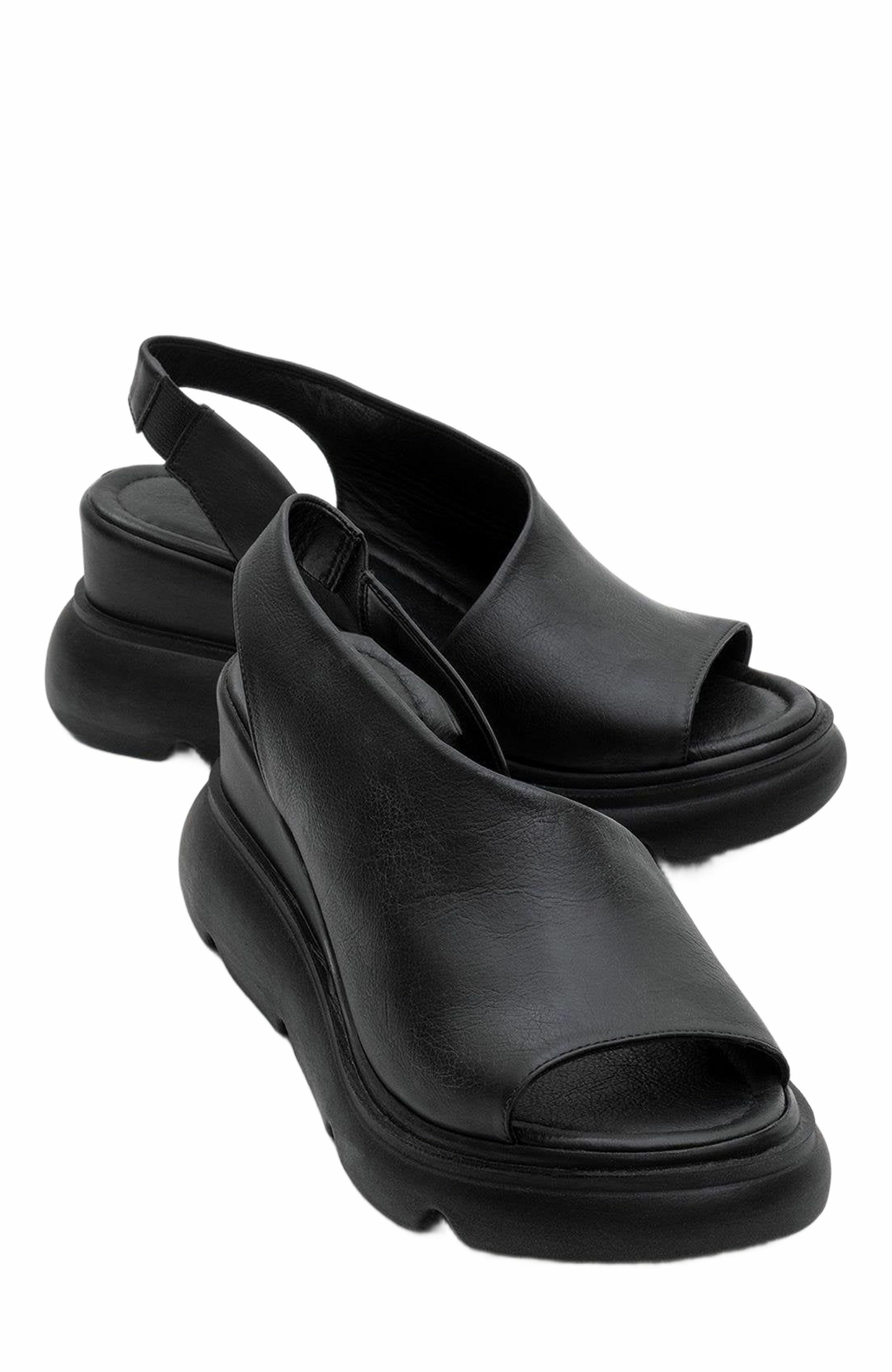 Forever & Always Shoes Agusto Leather Platform Sandal, Main, color, Black Leather
