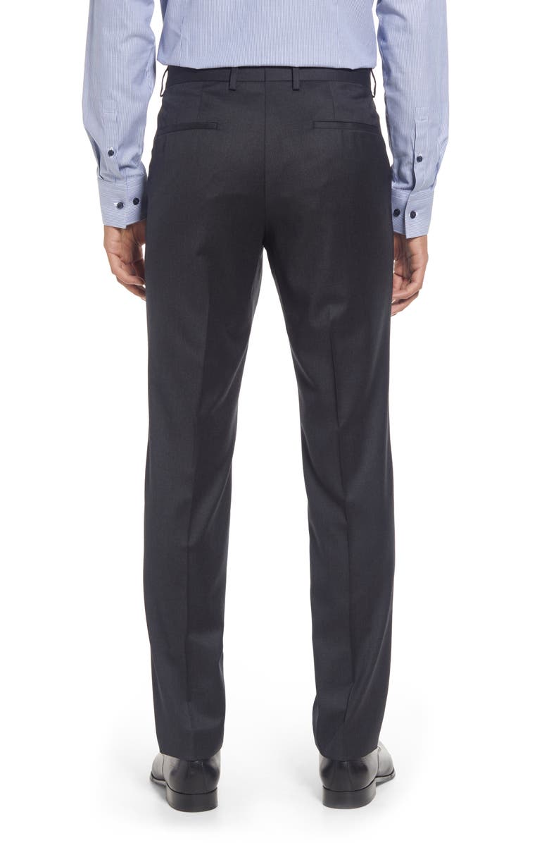 BOSS Genius Slim Fit Flat Front Wool Dress Pants, Alternate, color, Dark Grey