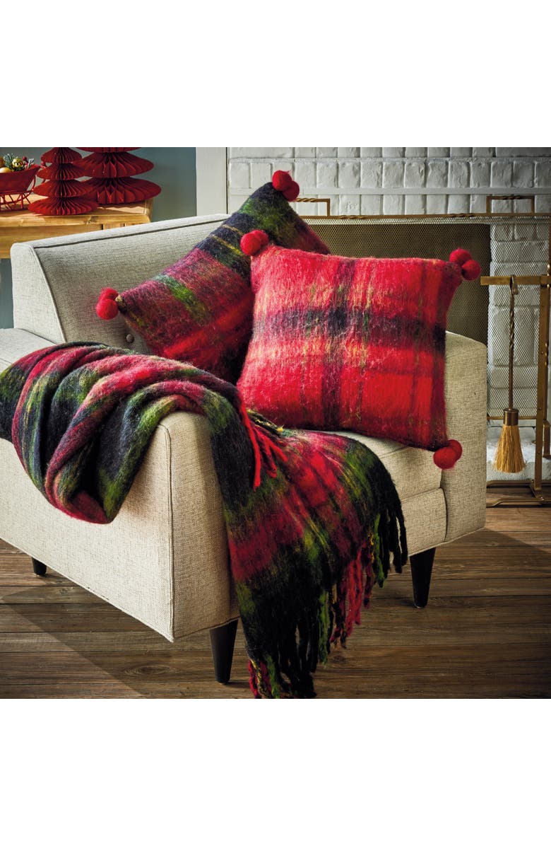 tag Wooly Plaid Throw Blanket with Fringe Red Multi Christmas Decor, Alternate, color, 
